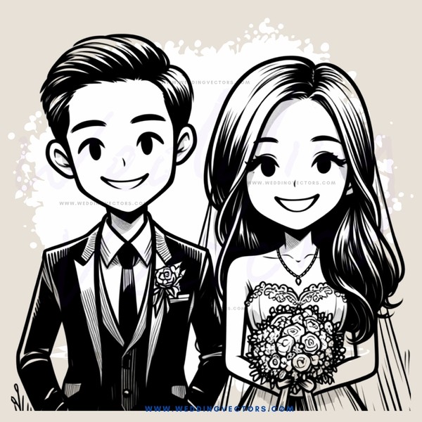 a couple with flowers in hands