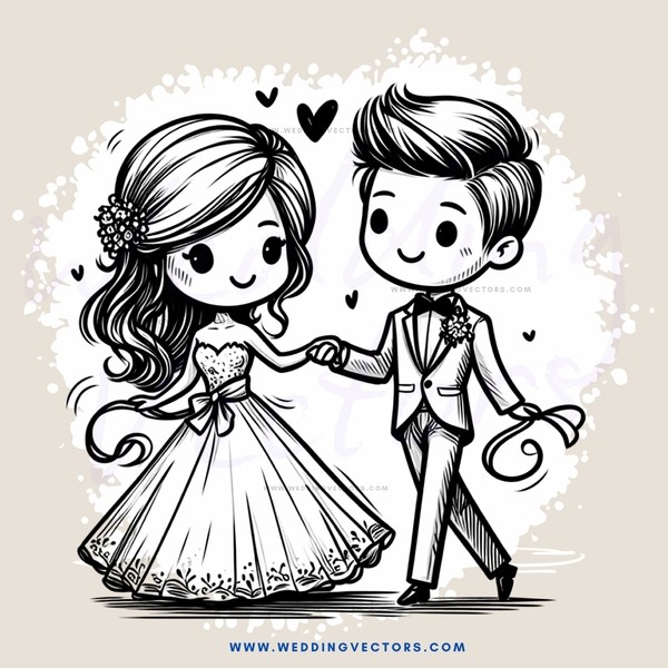 a bride and groom holding hands and walking together