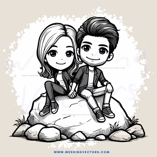 two people sitting on a rock