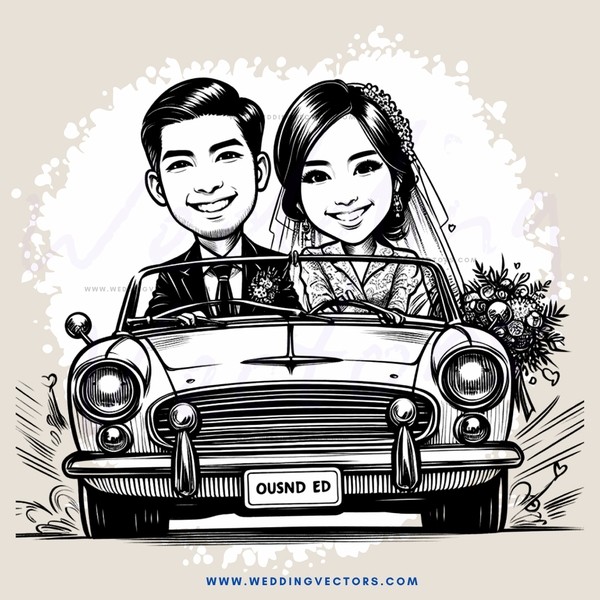a couple in a vintage car