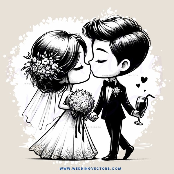 a couple kissing with wine glasses and flowers in their hair