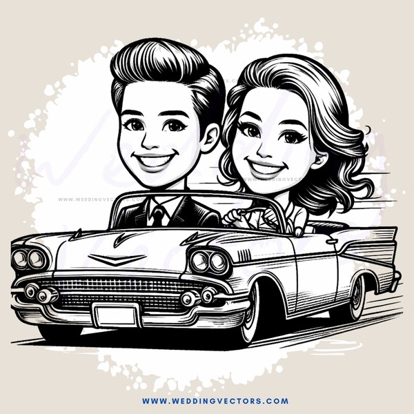 smiling couple in car