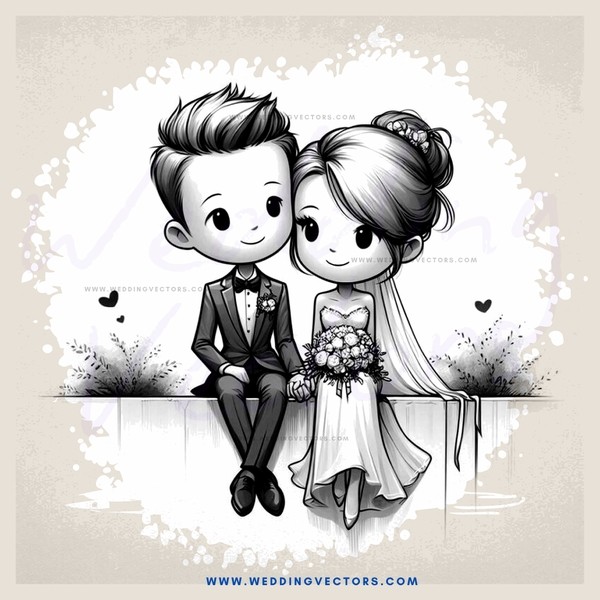 a couple sitting together in black and white