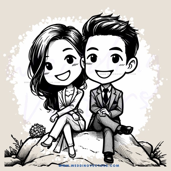 a couple sitting on a rock with happy faces