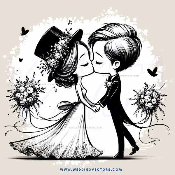 a couple kissing in an illustration