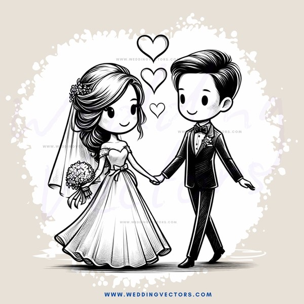 a bride and groom hold hands in front of themself