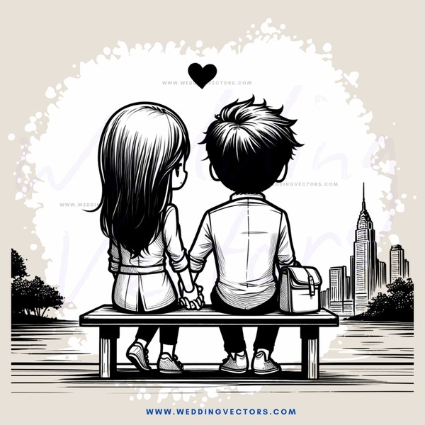 two people on a bench with new york city in the background