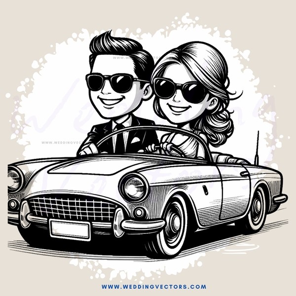 sitting in an old car with smiling faces