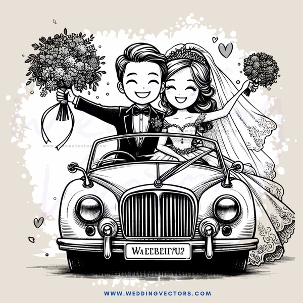 a couple in a vintage car