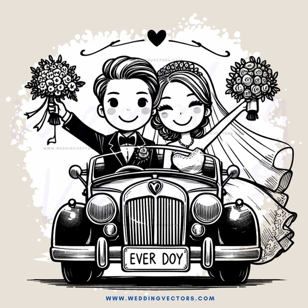 a couple in a vintage car