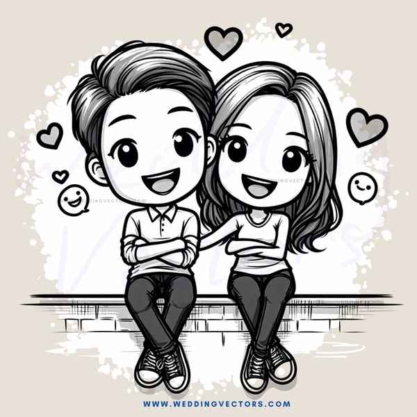 a cartoon boy and girl sitting next to each other