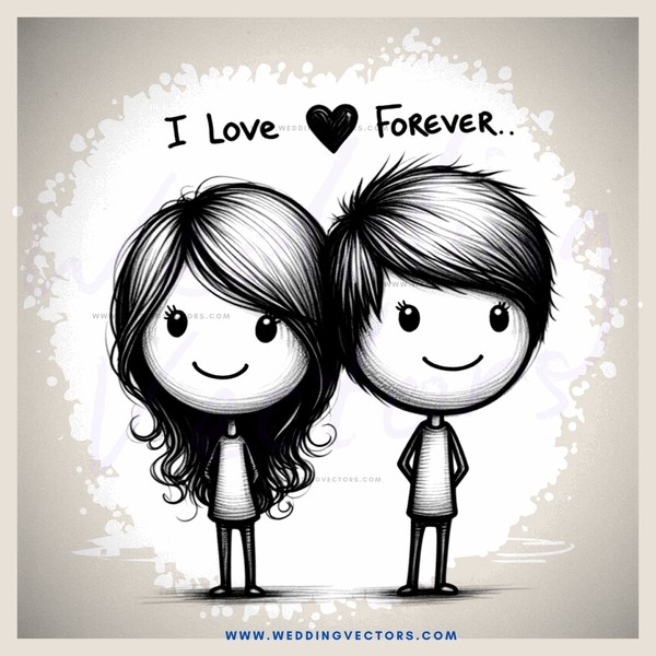 two people in love with hearts and smiles