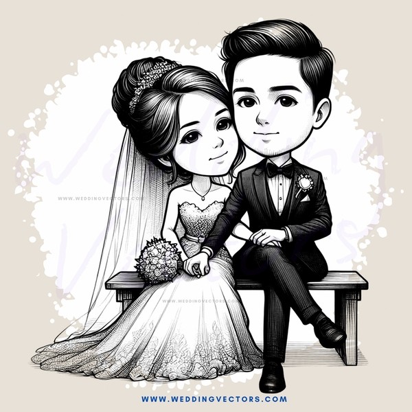 wedding picture of a couple sitting on a chair