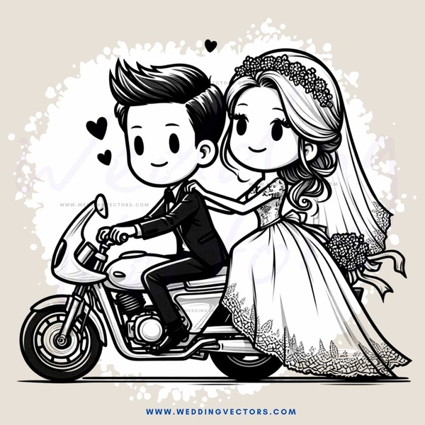 wedding couple on motorcycle ride