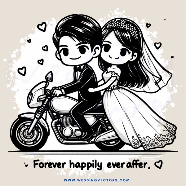 happy couple on bike with love quote