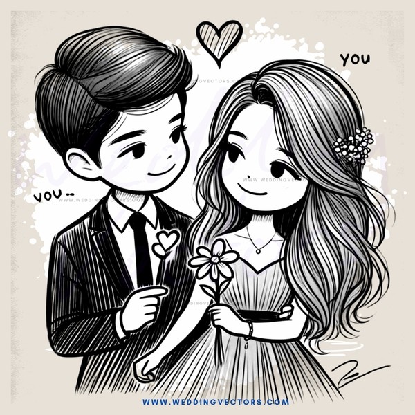 a couple exchanging flowers on valentine's day