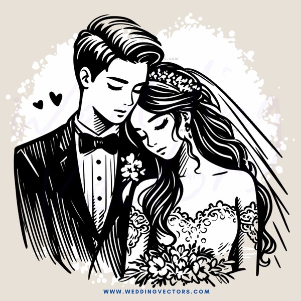 groom and bride in black and white portrait