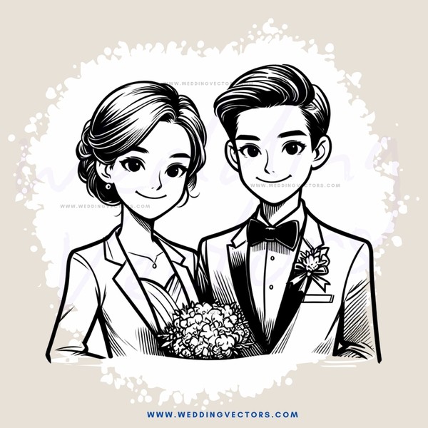 a boy and girl holding flowers together