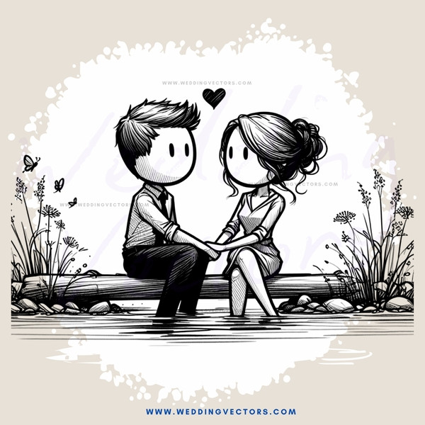 a man and woman sitting next to each other on a rock