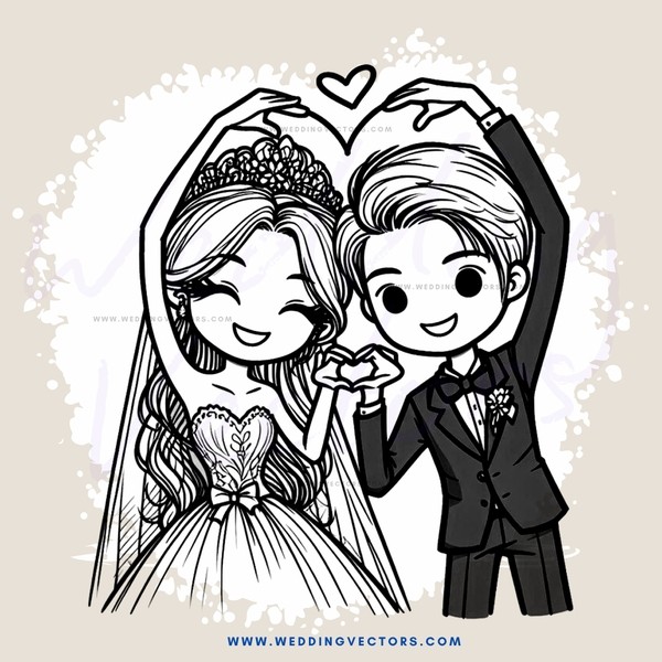a newlywed couple making a wish