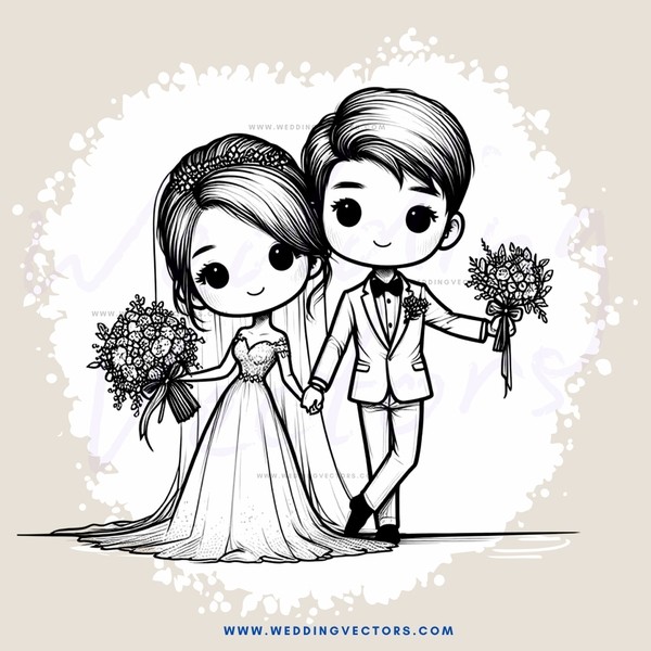 a bride and groom hold flowers