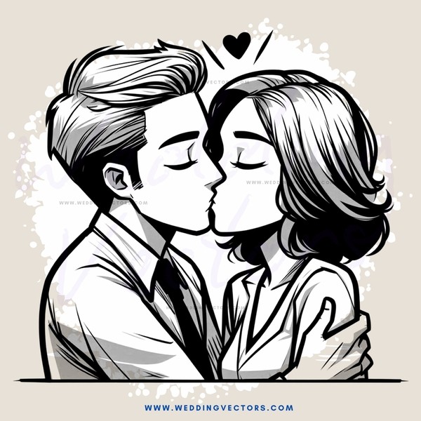a romantic couple in black and white
