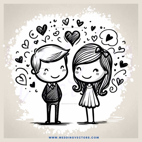 boy and girl cartoon on love note