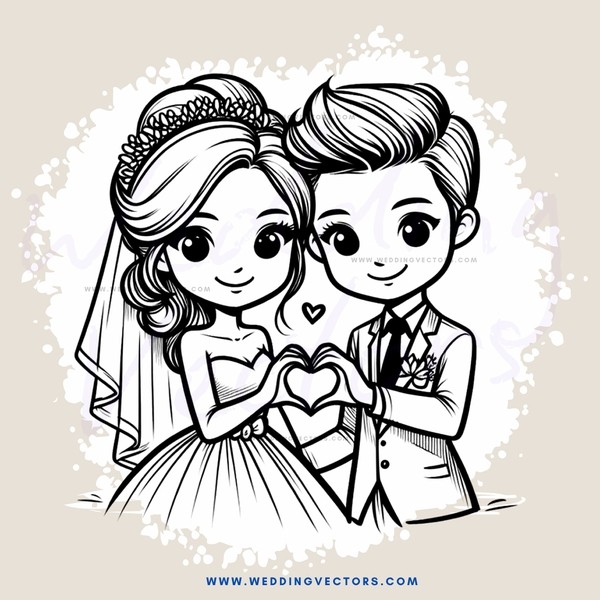 a bride and groom share a heart