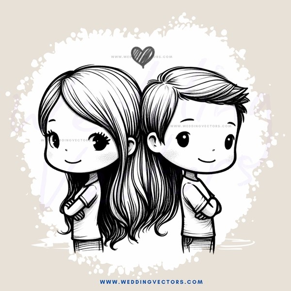 two kids facing each other with hearts above their heads