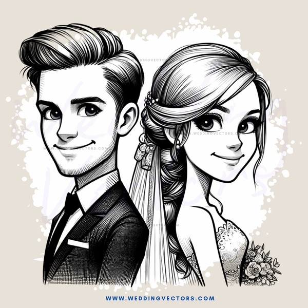 groom and bride drawing