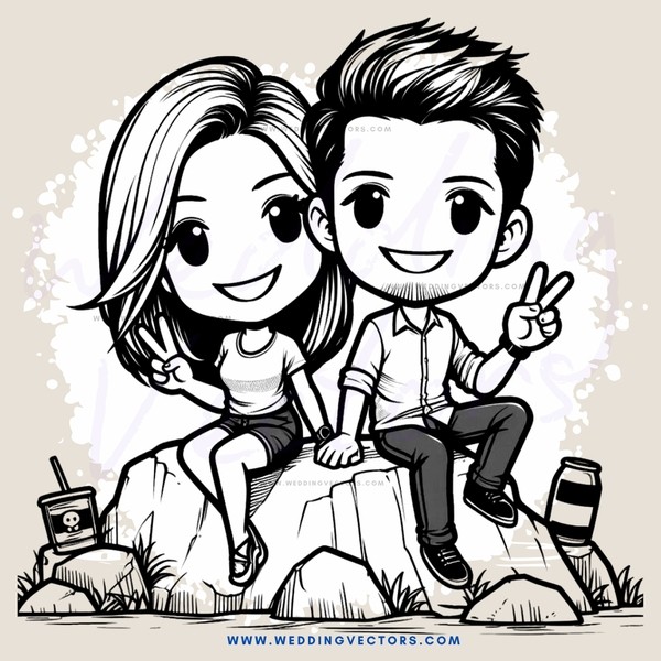 two people sitting on top of a rock