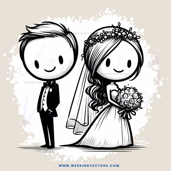 wedding clipart black and white cartoon