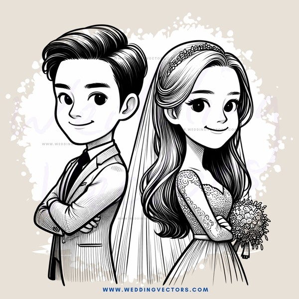 wedding comics with a bride and groom