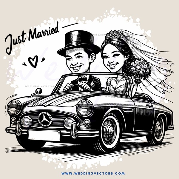 just married cartoon