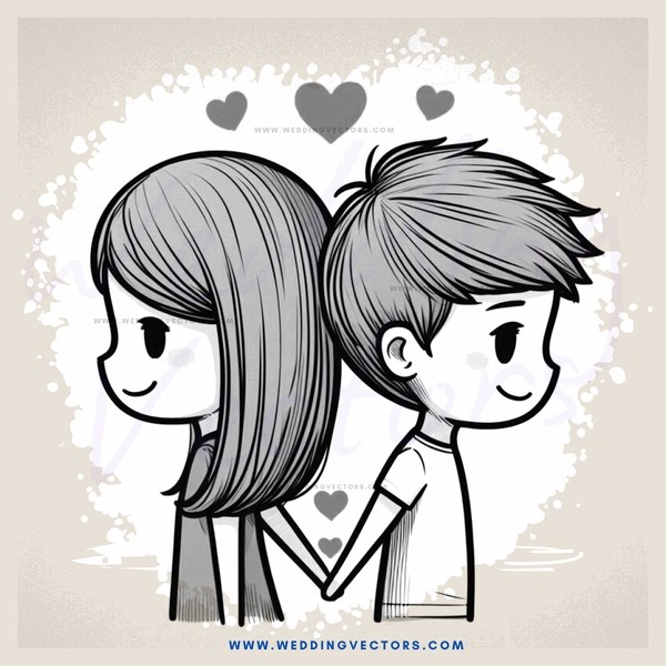 two people holding hands with hearts and smiles on their faces
