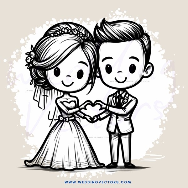 a couple holding hands in an illustration