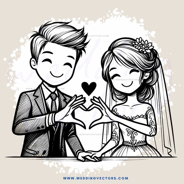 couple's smile and heart symbol