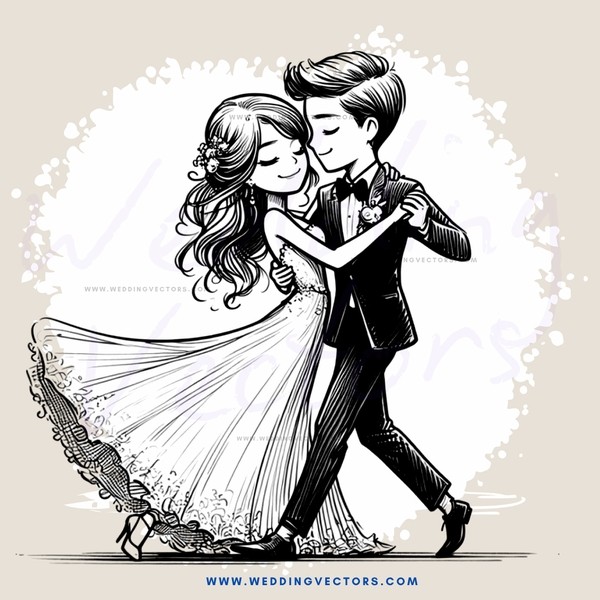 a couple dancing together in black and white