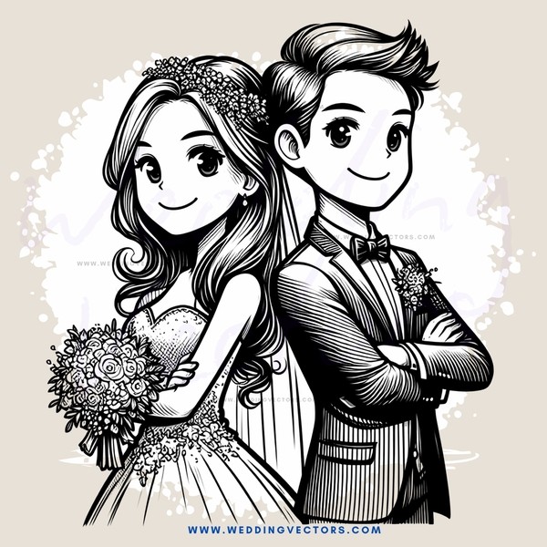 a bride and groom smiling at each other