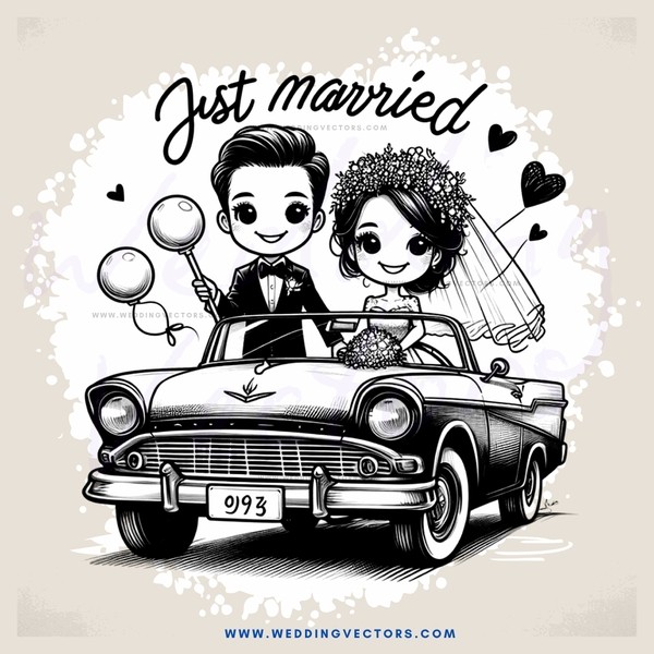 just married caricature picture