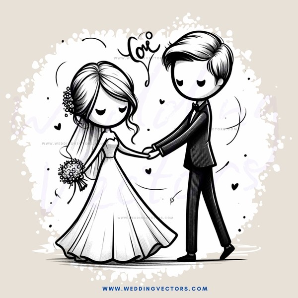cartoon couple hugging for love