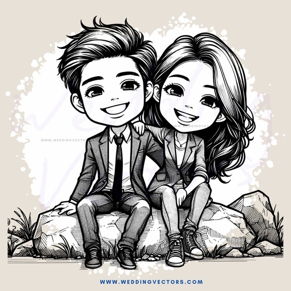 boy and girl sitting on rock