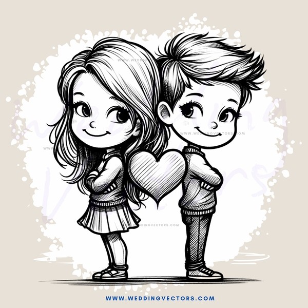 kissing boy and girl cartoon