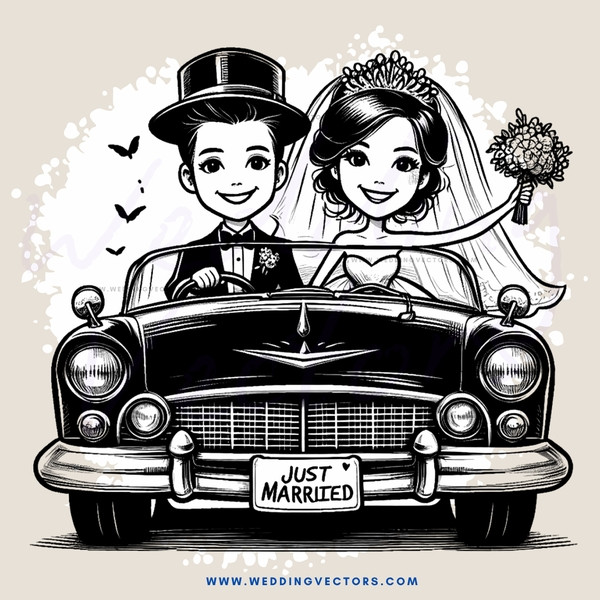 just married caricature