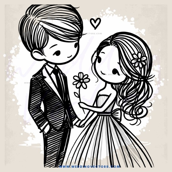 a couple in wedding attire holding hands and flowers