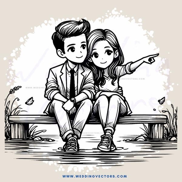 a boy and girl sitting on a bench