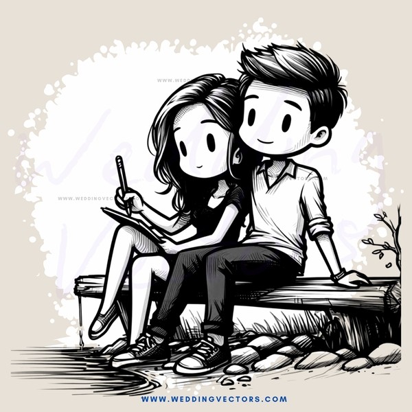 a boy and girl sitting on a bench