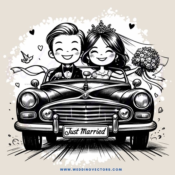 just married car