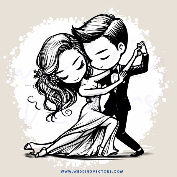 a couple dancing together in black and white