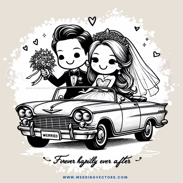 wedding car decoration with love